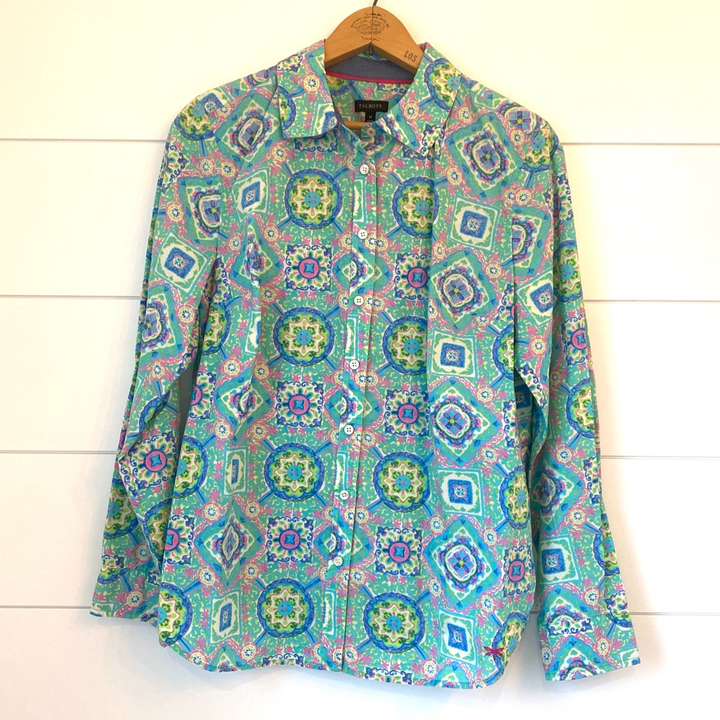 Talbots Multi-Colored Button Down. Size Medium